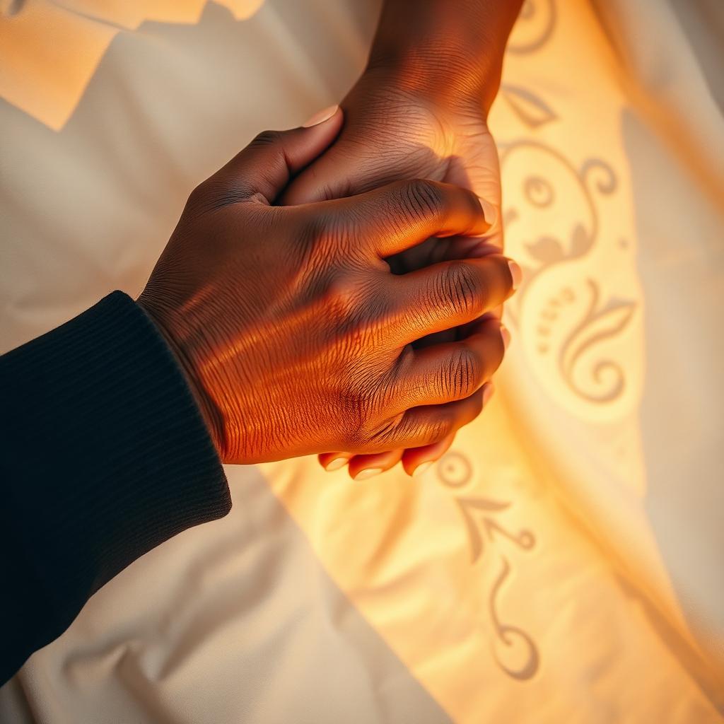 Two hands clasped together